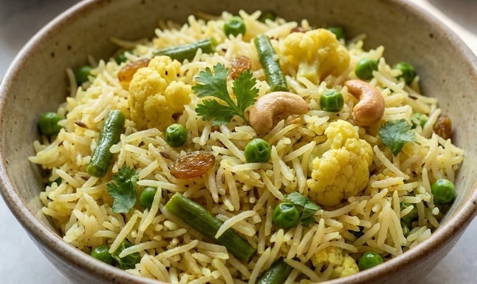 Jain Pulao, a vegetarian rice dish from A-RICE
