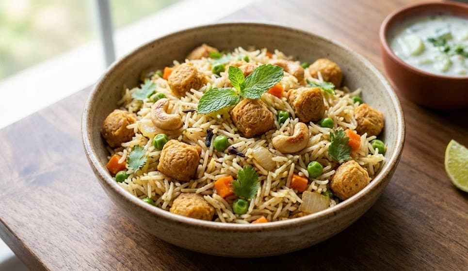 Soya Pulao, a vegetarian rice dish from A-RICE